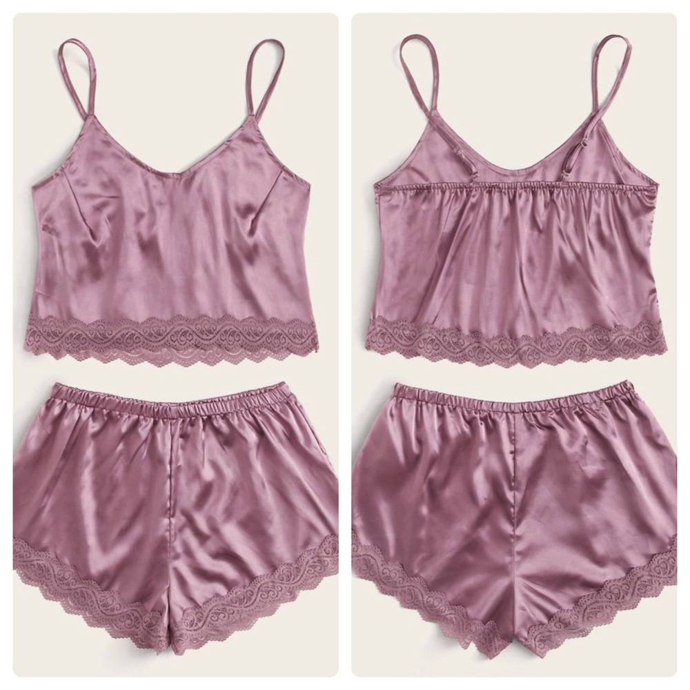 New Lace Trim Cami Set